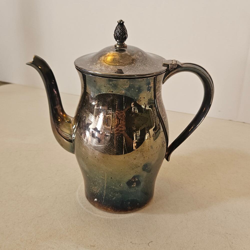 Vintage silverplate pitcher Paul Revere reproduction silverplate hinged lid